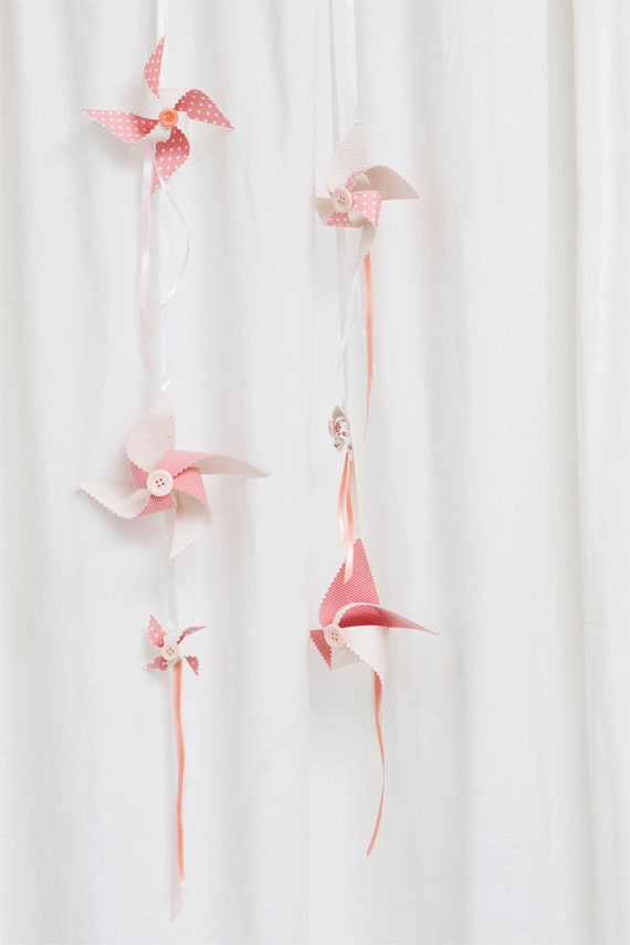 Pink Pinwheels Shabby Chic Baby Decor Curtain Decoration Etsy