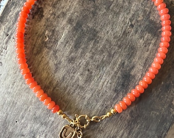 Orange UT Beaded Necklace