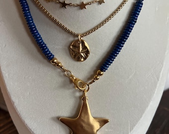 Blue Lone Star beaded Necklace