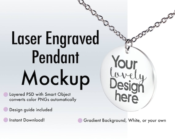 Laser Engraved Necklace Mockup Layered Psd With Smart Object