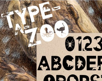 Type-A-Zoo Cute Animal Themed Truetype/OpenType Font, useful as an SVG font and for decals, for logos or original invitations