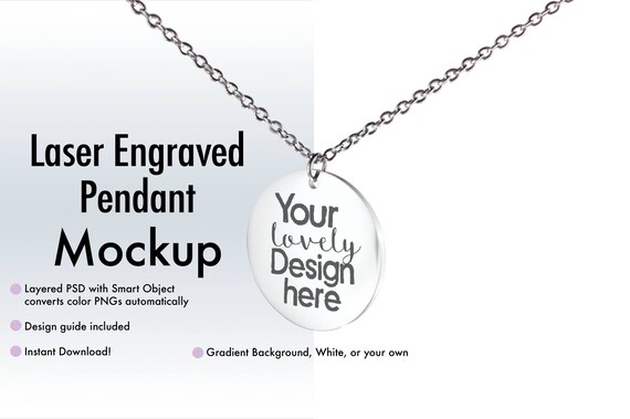 Download Laser Engraved Necklace Mockup Layered Psd With Smart Object Etsy