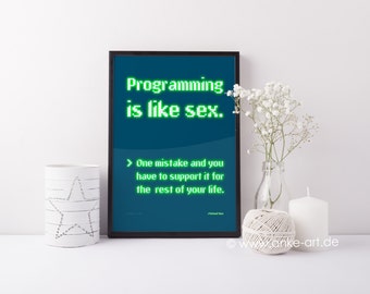 Programming is like Sex - Digital Typography Poster with Nerdy Quote