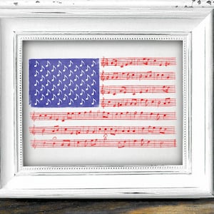 Star Spangled Banner printable 12x18 Poster Sheet Music Shabby Style