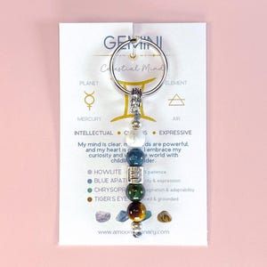 Zodiac Keyring. Star Sign Crystal Keychain for All Signs With Affirmations. Astrology Gift. Birthday crystals. Choose Your Zodiac Sign