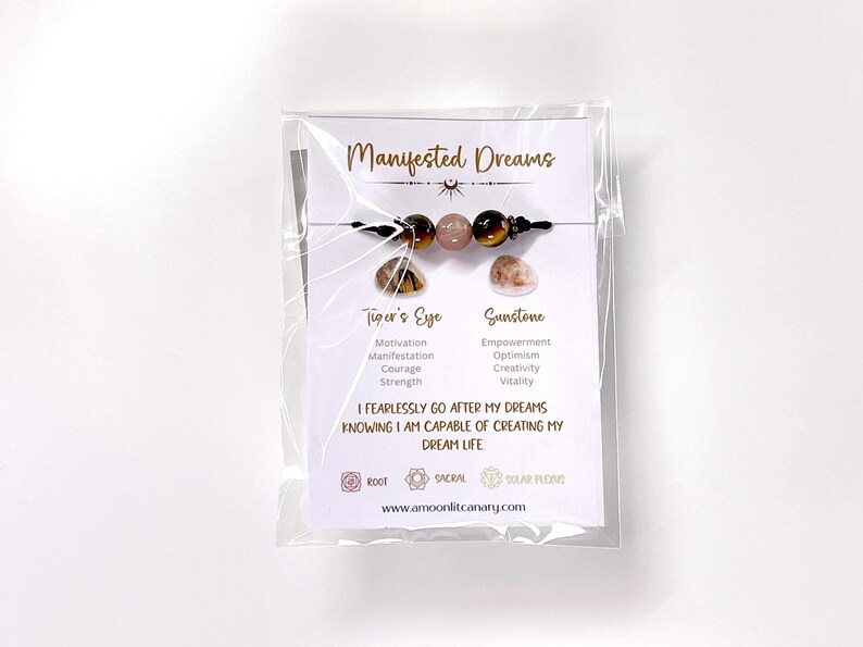Manifested Dreams Adjustable Bracelet Tiger's Eye and Sunstone Energy