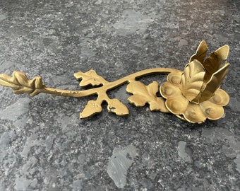 Vintage Metal Brass Floral Leaf Candle Holder