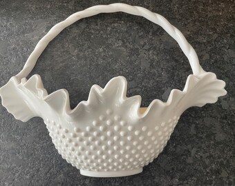 Vintage Burwood White Hobnail Plastic Wall Pocket Basket