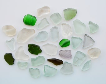 30 medium sea glass pieces of various colours from Scotland, Wales, washed by sea, natural supplies for handmade, necklaces, home decor