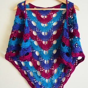 Large Boho Crochet Shawl – Wool & Alpaca Wrap / Triangle Lace Scarf
