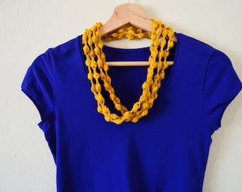 Crochet Fabric Necklace made of colourful high quality cotton yarn