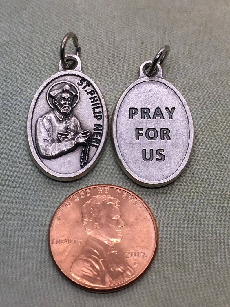 St. Philip Neri silver oxide holy medal Catholic saint Etsy