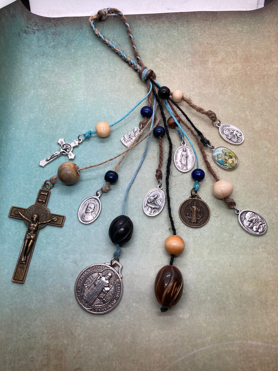 St Joseph Home Blessing Cord Holy Medals. Hemp N Jute Cords. Etsy