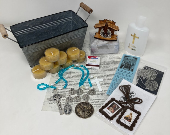 3 Days of Darkness Kit Catholic Beeswax Candles, Holy Medals, Prayer