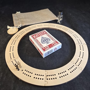Reiswiegbord met 2 rails: houten ringenpuzzelset, Duluth, gemaakt in de VS