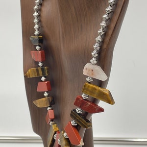 Red Jasper and Tiger&#39;s Eye Gemstone Necklace
