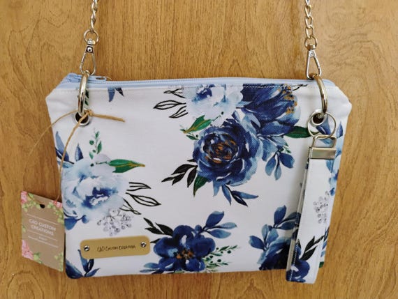 Blue Flower crossbody/wristlet
