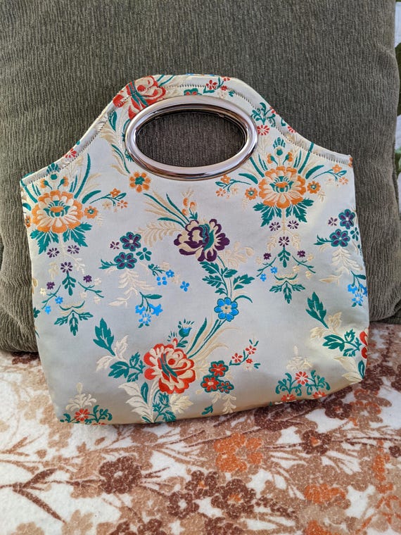 Japanese Turning Bag made with satin brocade fabric- shipping separate