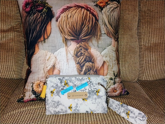 RFID-Protected Busy Bees Wristlet: Features Card Slots and a Key Fob.