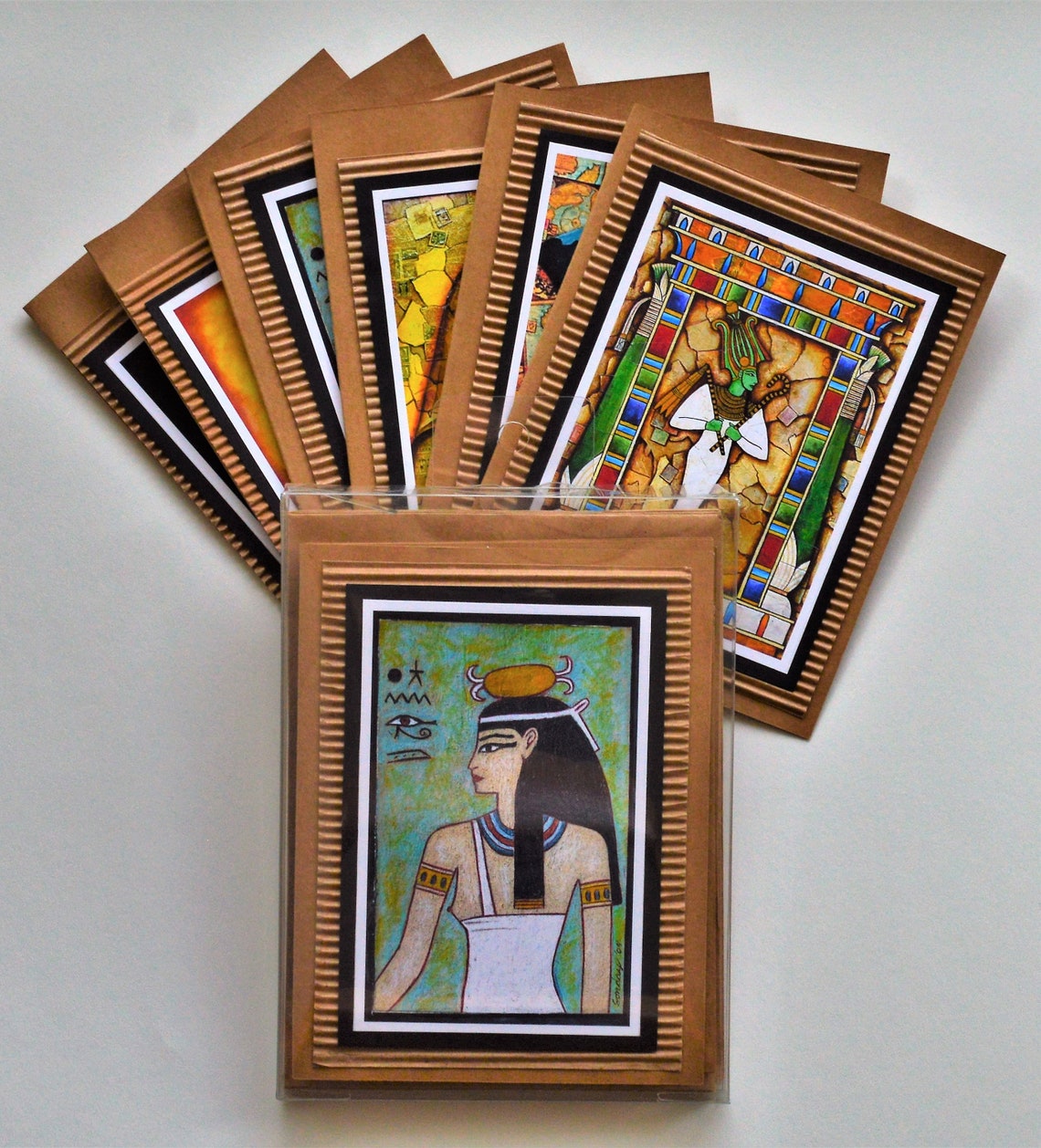 The Egyptian Collection set of 6 Black Note Cards Etsy