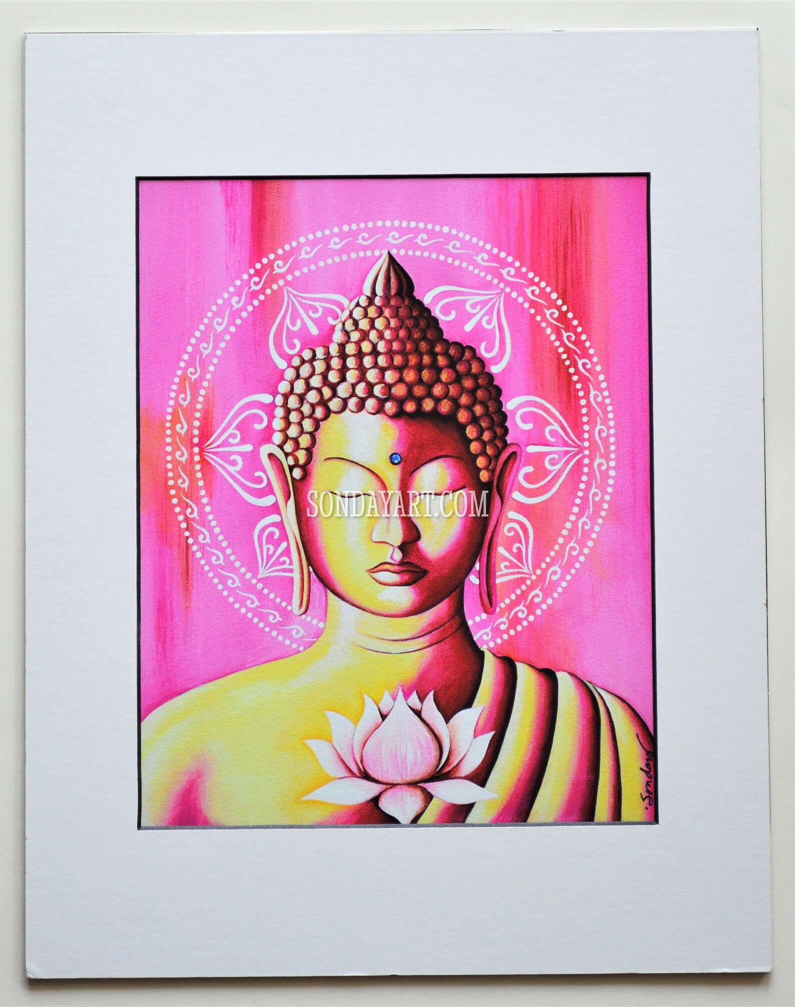 Pink Buddha Fine Art Matted Print Etsy
