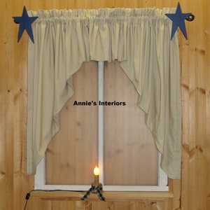 Farmhouse Primitive Country Tea Dye  Swag Valance Curtain 80" wide 36" Long  Lined