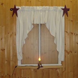 Farmhouse Country Unbleached Natural  Muslin  Swag Valance Curtain 82" wide 63" Long  Lined