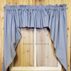 Farmhouse Country Gray Swag Valance Curtain 80" wide 36" Long by 12" Middle  Lined