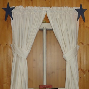 Farmhouse Primitive Country Unbleached Muslin Curtains 80&quot; Wide Not Lined