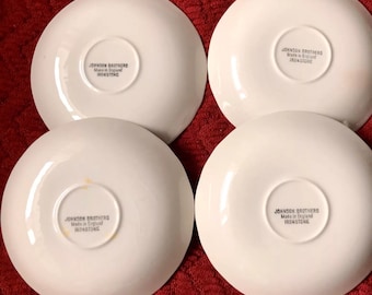 Johnson Brothers England Provincial-set of 4 Flat Cups & Saucers