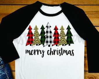 Buffalo Plaid Leopard Christmas Trees Merry Christmas download sublimation direct to garment printing DIY png jpg custom