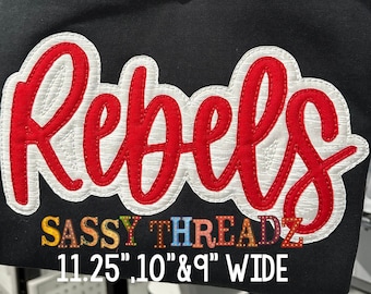 Bean stitch Rebels Double Stacked Script Applique Embroidery Download