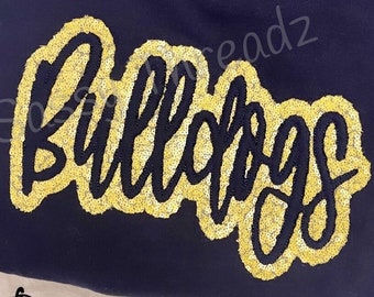 Bean stitch Bulldogs Double Stacked Script Applique Embroidery Download