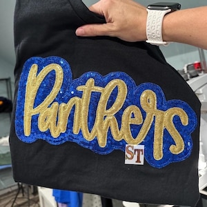 Bean Stitch Panthers Double Stacked Script Applique Embroidery Download