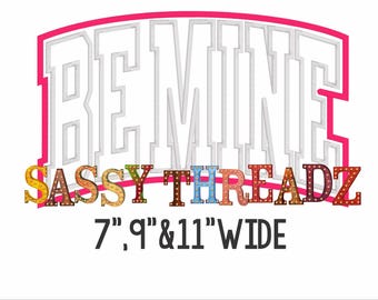 Descarga de bordado de apliques de doble capa "Be Mine Valentines" con puntada de satén