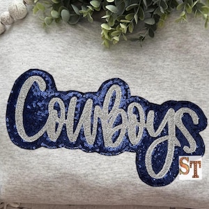 Bean Stitch Cowboys Double Stacked Script Applique Embroidery Download