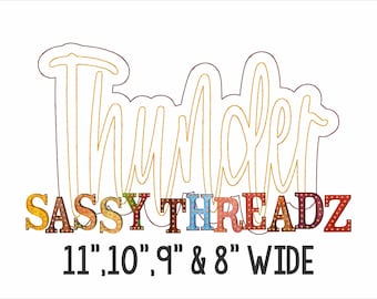 Bean Stitch Thunder Double Stacked Script Applique Embroidery Download