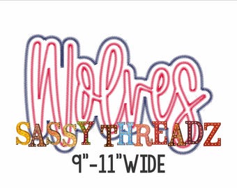 Descarga de apliques bordados con guiones dobles de lobos en zigzag