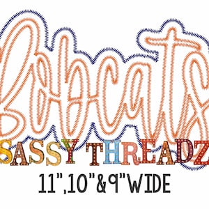 Zig Zag Bobcats Double Stacked Script Applique Embroidery Download