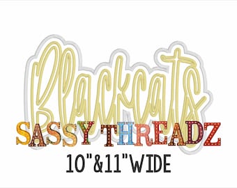 Descarga de apliques bordados con guion doble apilado de punto de satén Blackcats