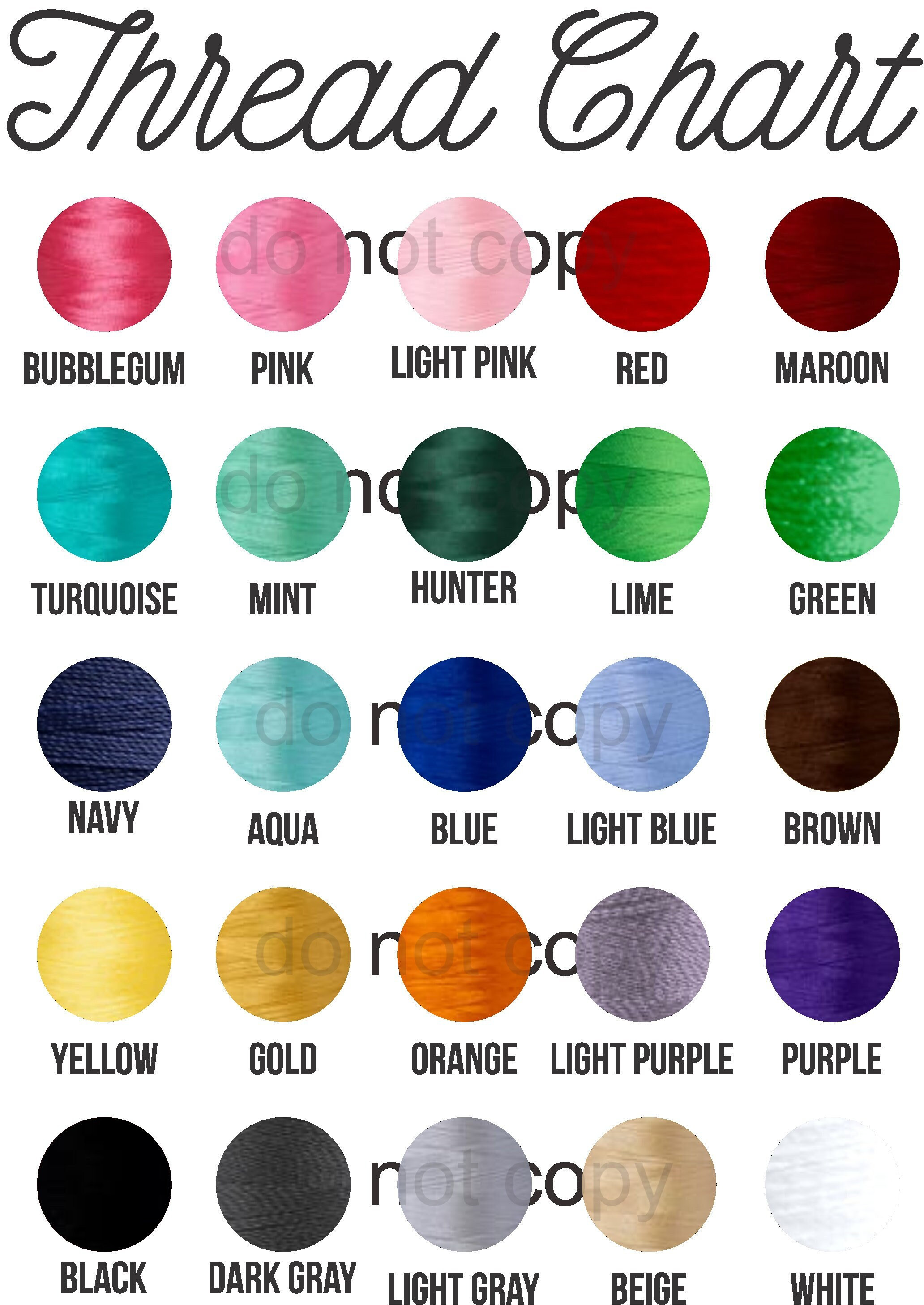 Sewing Thread Color Chart General Purpose Sewing Thread