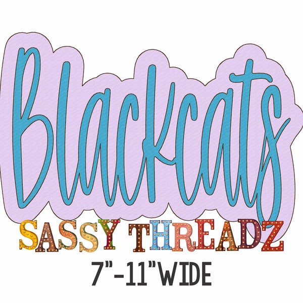 Blackcats Bean Stitch Double Stacked Script Applique Embroidery Download