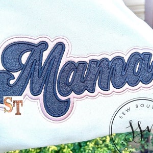 Satin stitch Retro Mama Double Stacked Script Applique Embroidery Download