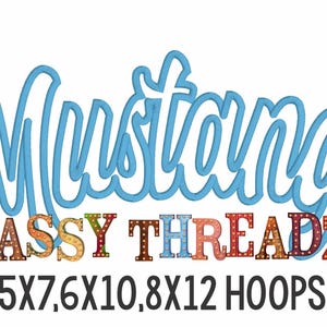 Satin Stitch Mustangs Script Applique Embroidery Download