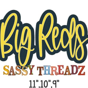 Big Reds Bean Stitch Double Stacked Script Applique Embroidery Download
