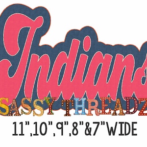 Bean Stitch Indians Retro Script Double Stacked Applique Embroidery Download