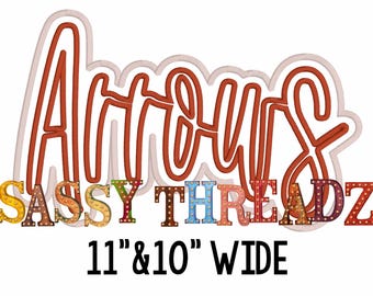 Descarga de bordado de apliques de escritura doble con flechas de puntada de satén