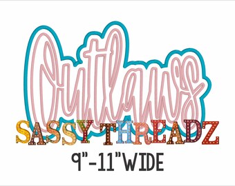 Descarga de aplique bordado de escritura apilada doble de Satin Outlaws