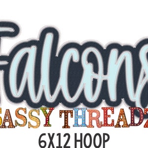 Falcons Zig Zag Double Stacked Script Applique Embroidery Download