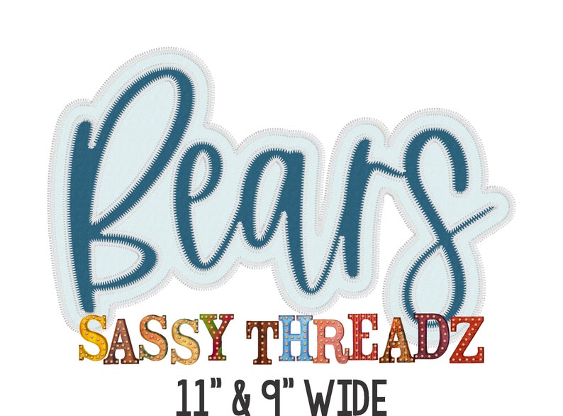 Cursive Bears Script Zig Zag Bears Double Stacked Script Applique Embroidery Download - Etsy